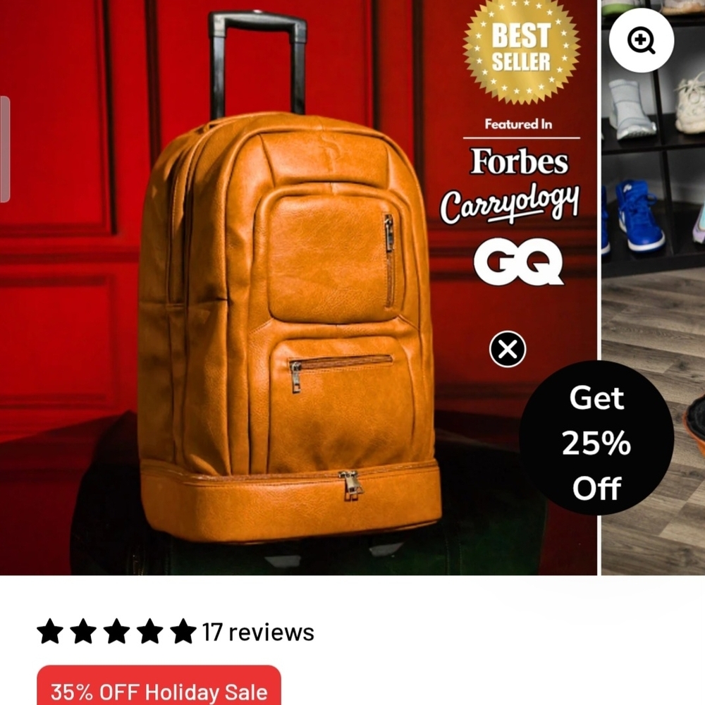 The Sole Premise Brown Leather Luxury Carry-On Roller Bag-NWT-Never used